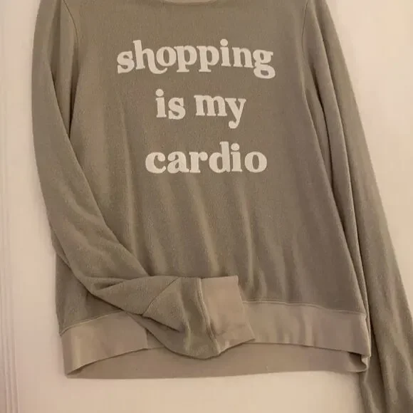 Wildfox “Shopping is my Cardio” Nude Pullover Size M - Picture 3 of 6